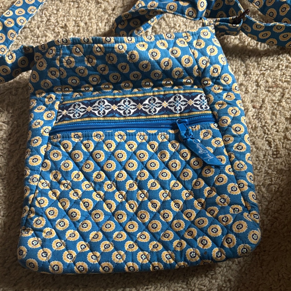 Vera Bradley Blue and Yellow Patterned Crossbody Bag